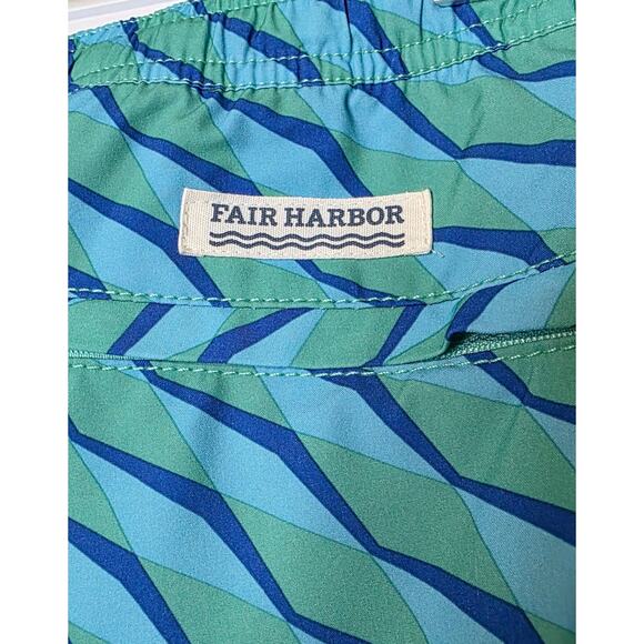 Fair Harbor Swim Trunks Boys XL Blue Geometric Board Shorts Drawstring Lined - Picture 3 of 9